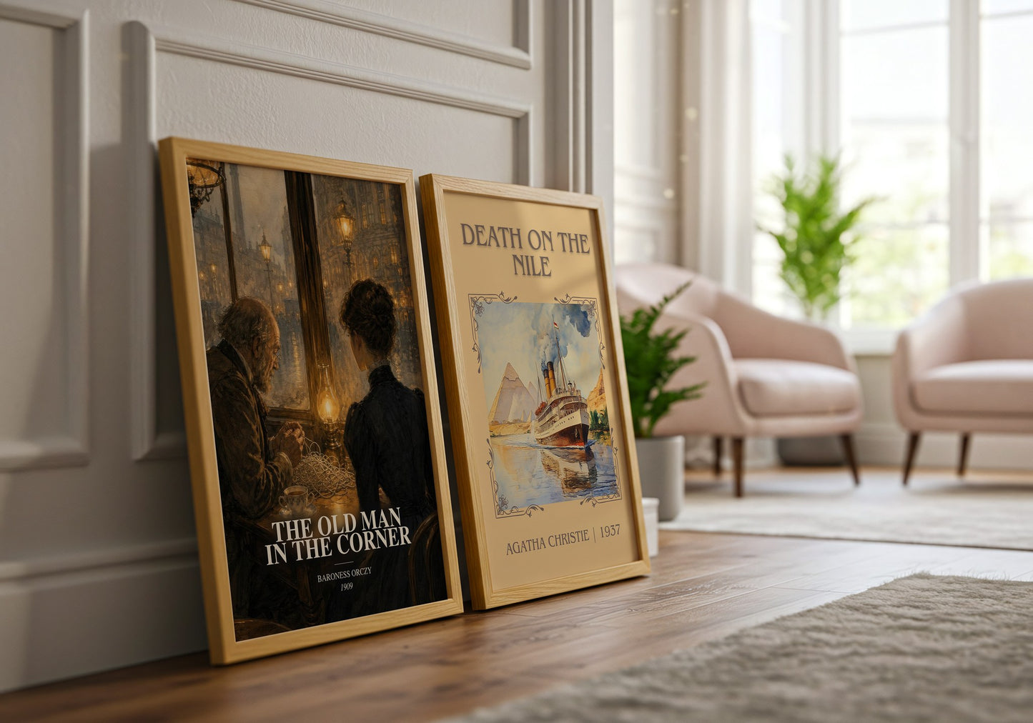 The Old Man In The Corner watercolour print framed by window – literary home decor
