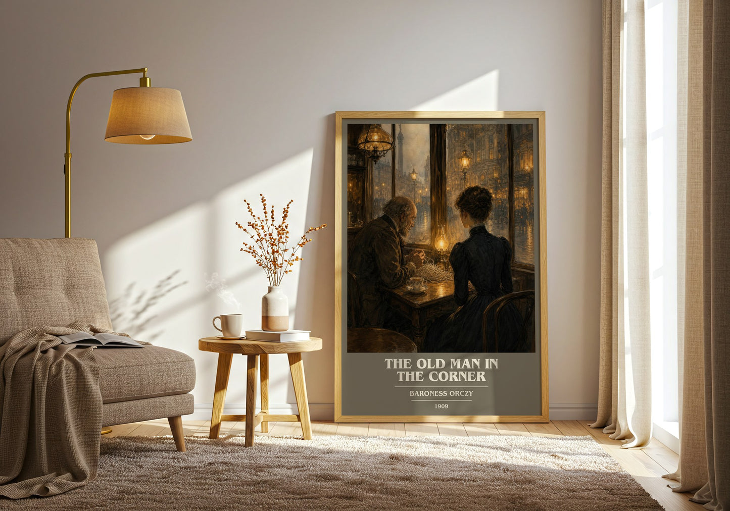 The Old Man In The Corner book cover print on bookshelf – Baroness Orczy fan gift