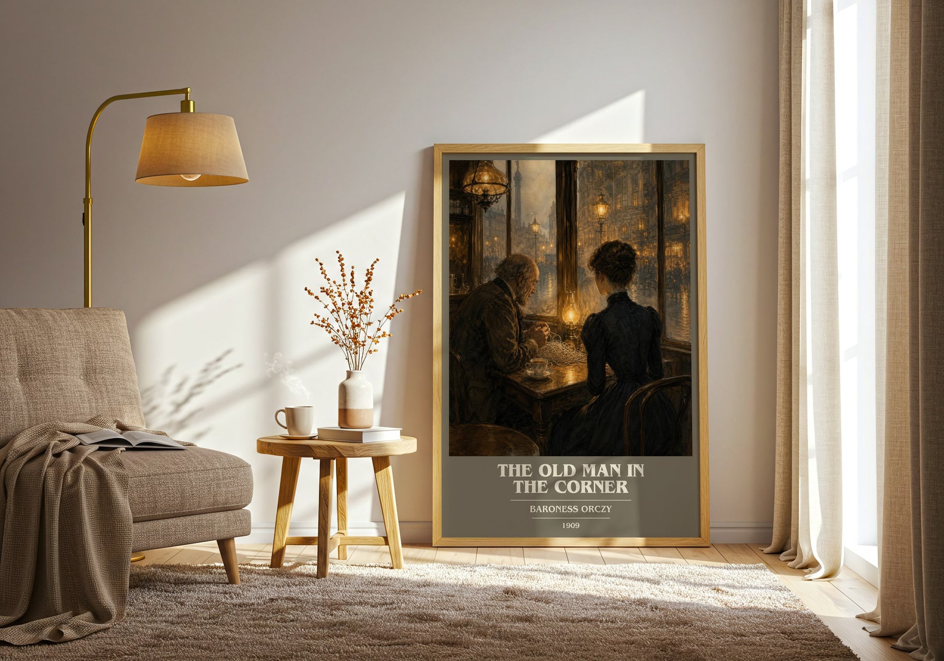 The Old Man In The Corner book cover print on bookshelf – Baroness Orczy fan gift