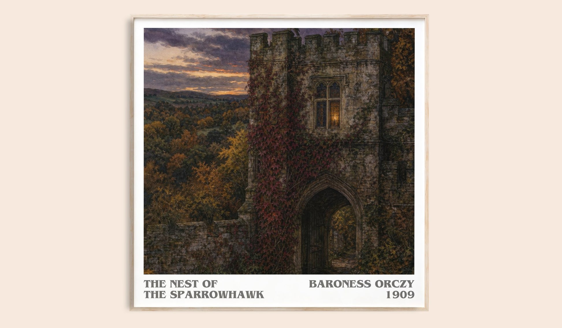 The Nest Of The Sparrowhawk literary book poster by Baroness Orczy – framed literary art print