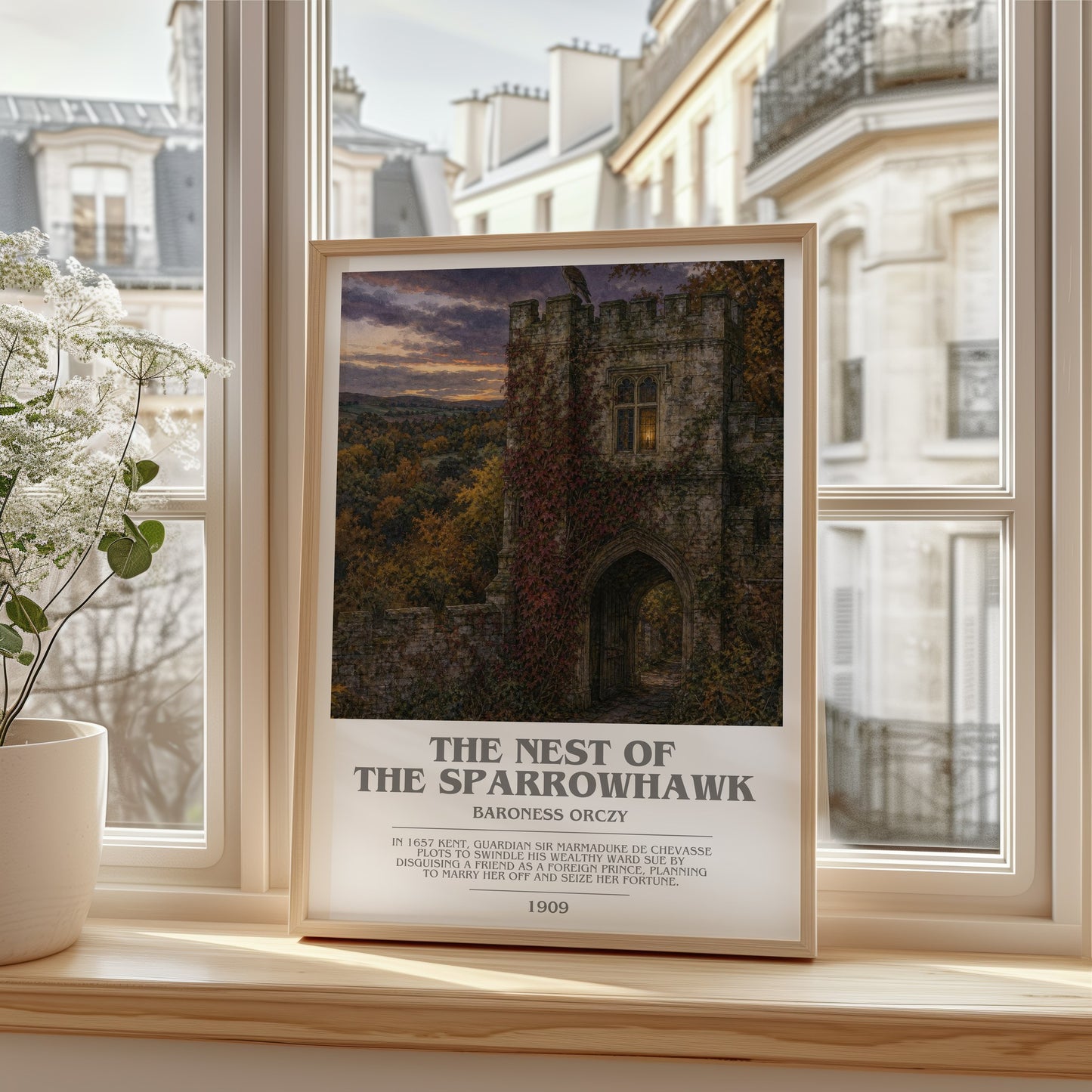 The Nest Of The Sparrowhawk bookish poster colour and style options – Baroness Orczy book art