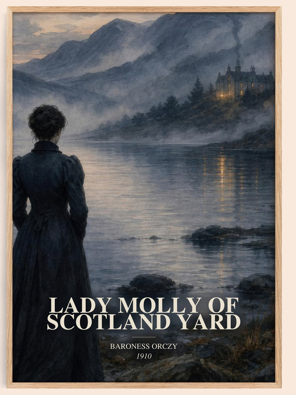 Lady Molly Of Scotland Yard watercolour book poster by Baroness Orczy – framed literary art print