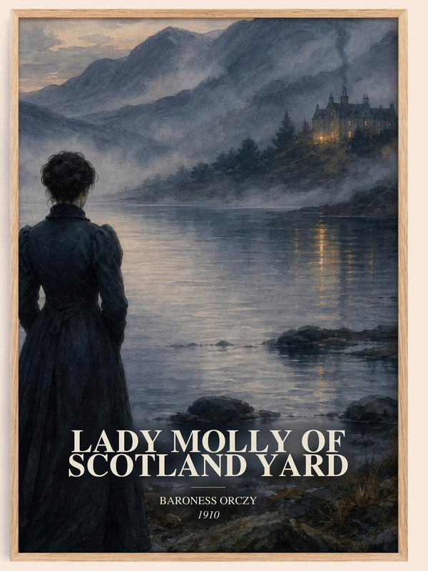 Lady Molly Of Scotland Yard watercolour book poster by Baroness Orczy – framed literary art print