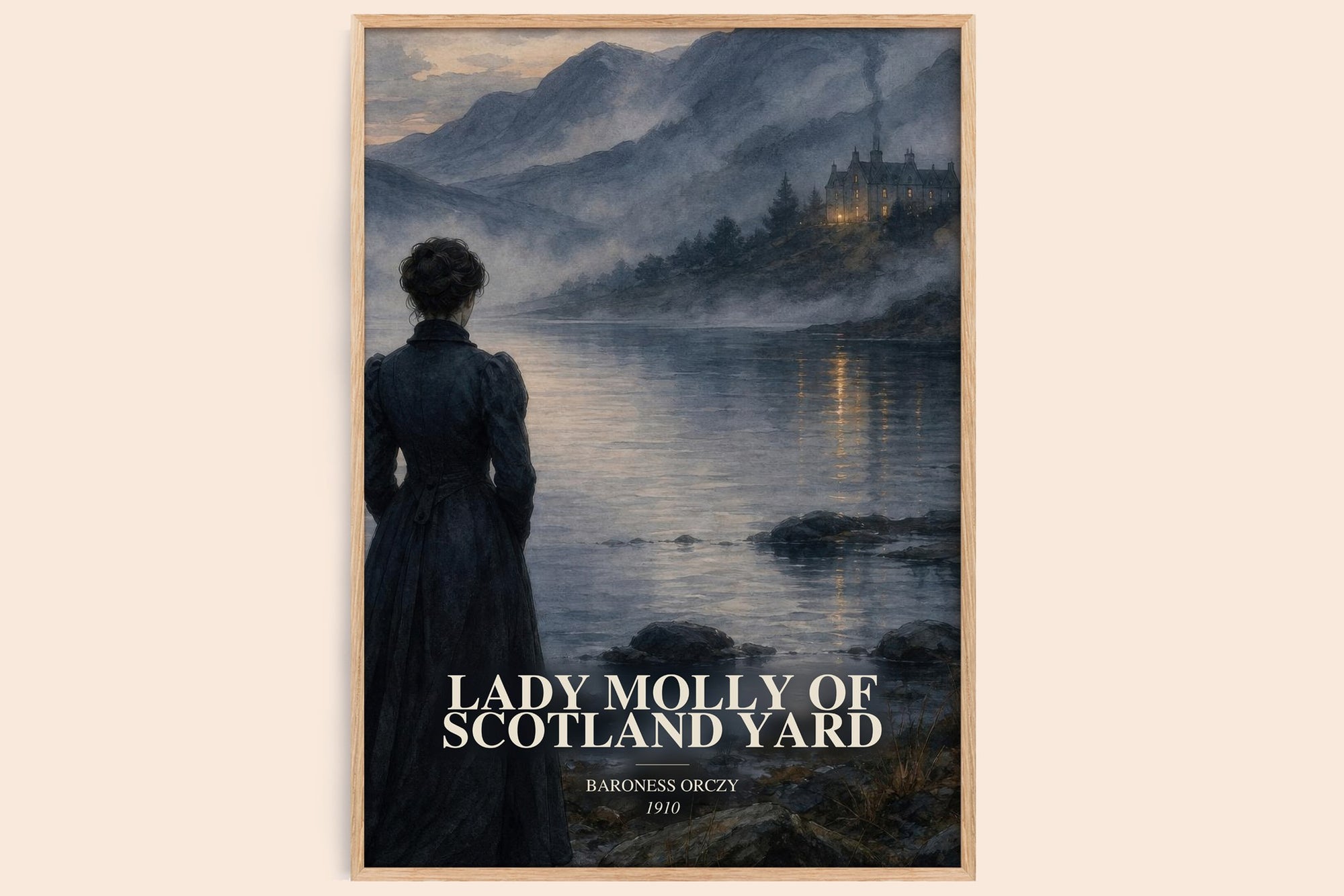 Lady Molly Of Scotland Yard watercolour book poster by Baroness Orczy – framed literary art print
