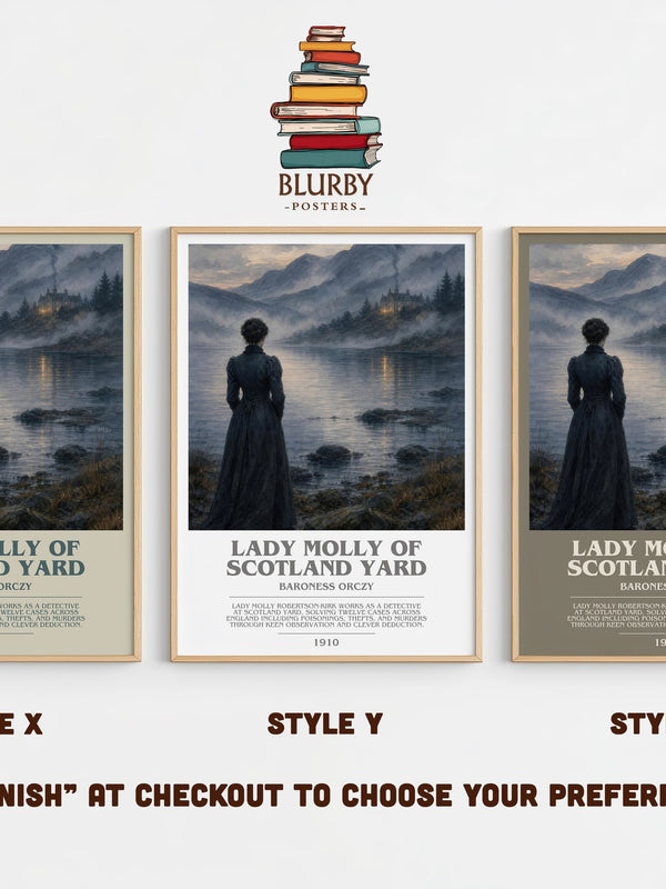 Lady Molly Of Scotland Yard bookish print in frame leaning in hallway – mystery wall art
