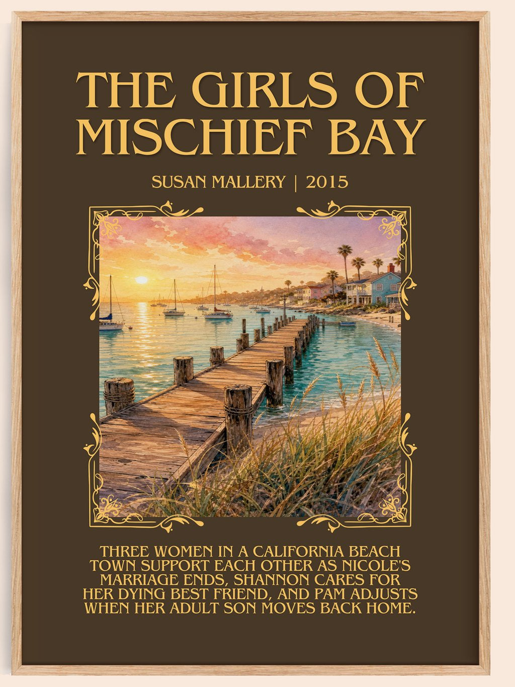 The Girls of Mischief Bay Minimalist Book Poster by Susan Mallery – book poster