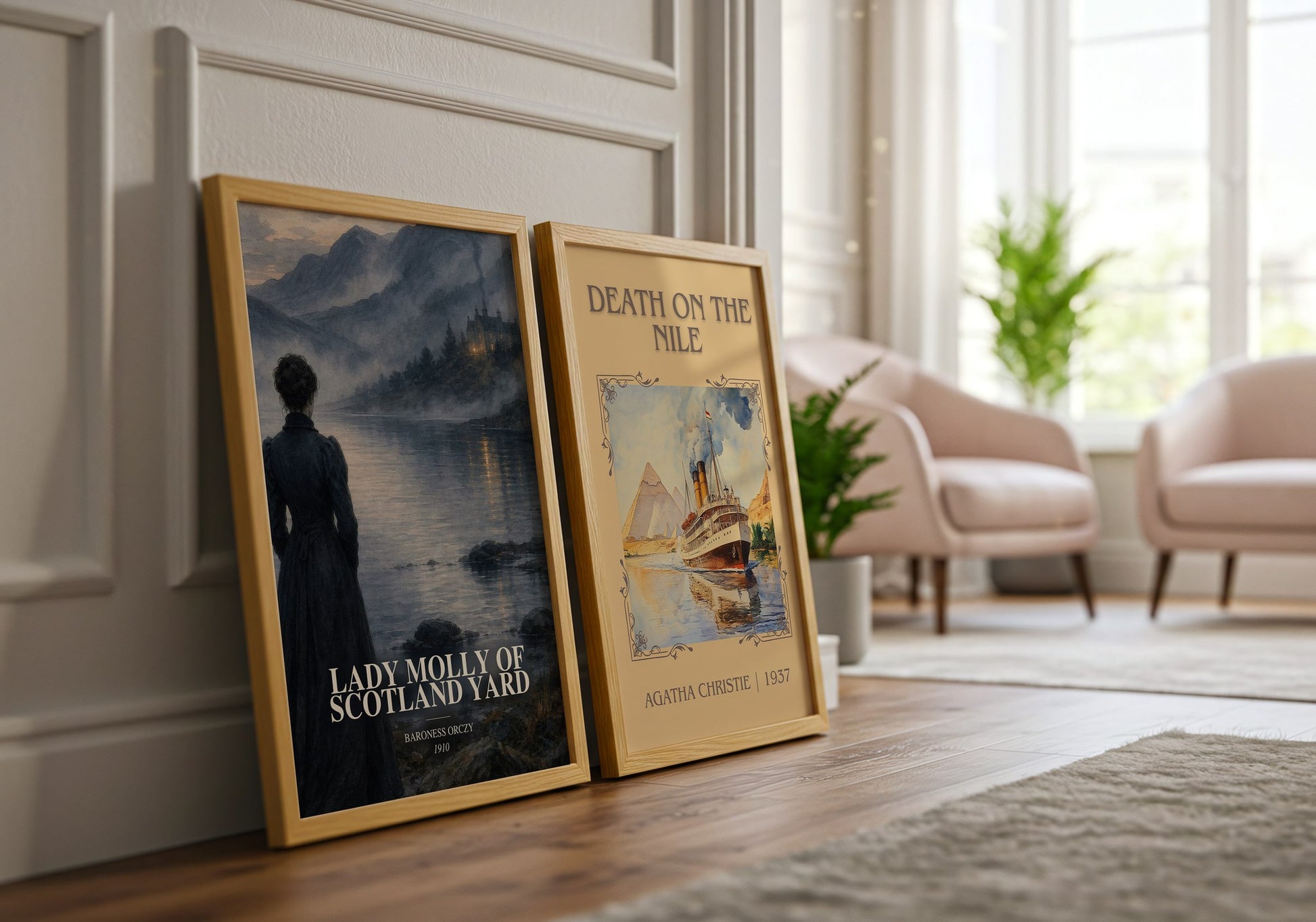 Lady Molly Of Scotland Yard watercolour print framed by window – literary home decor