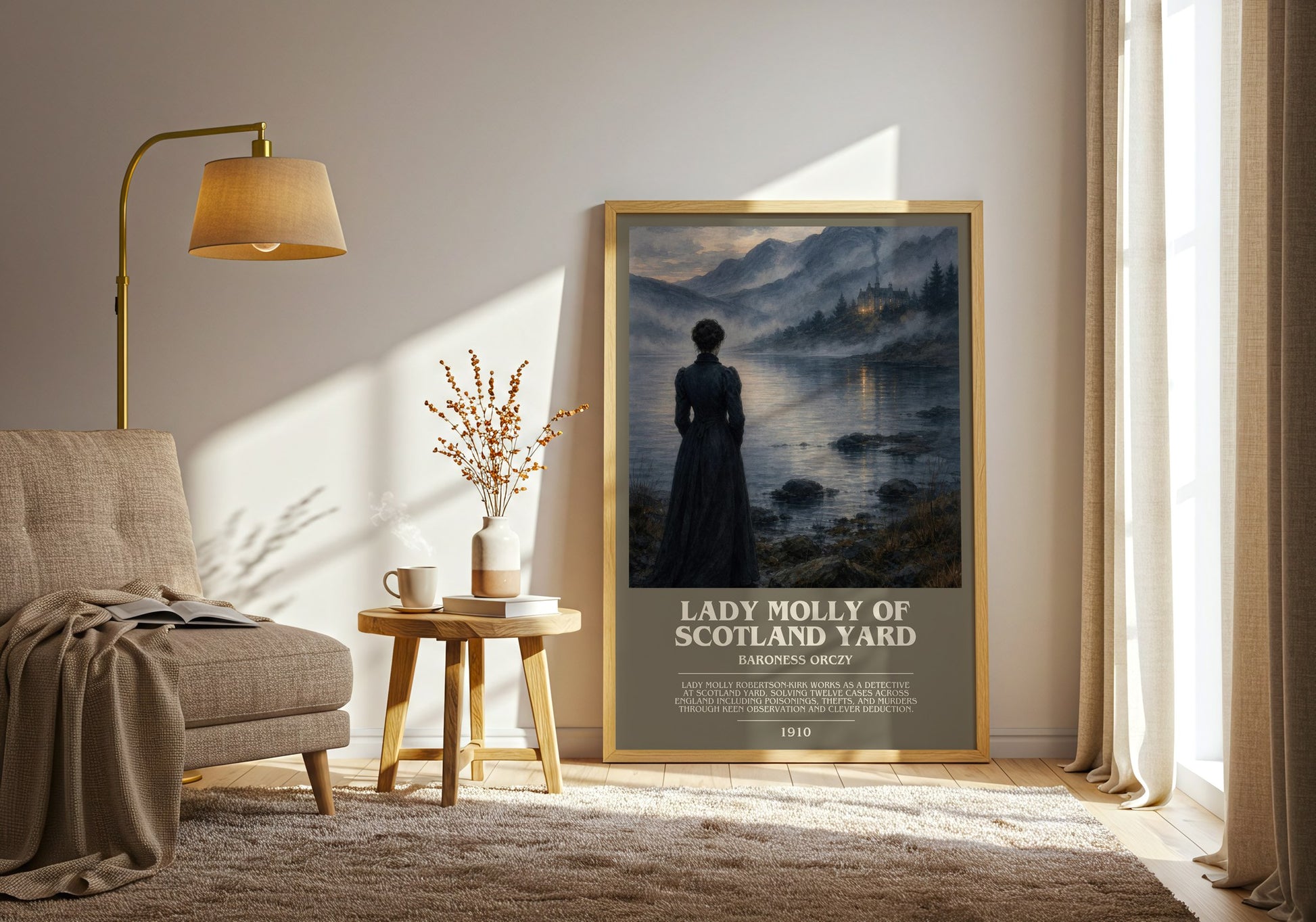 Lady Molly Of Scotland Yard bookish print on bookshelf – Baroness Orczy fan gift