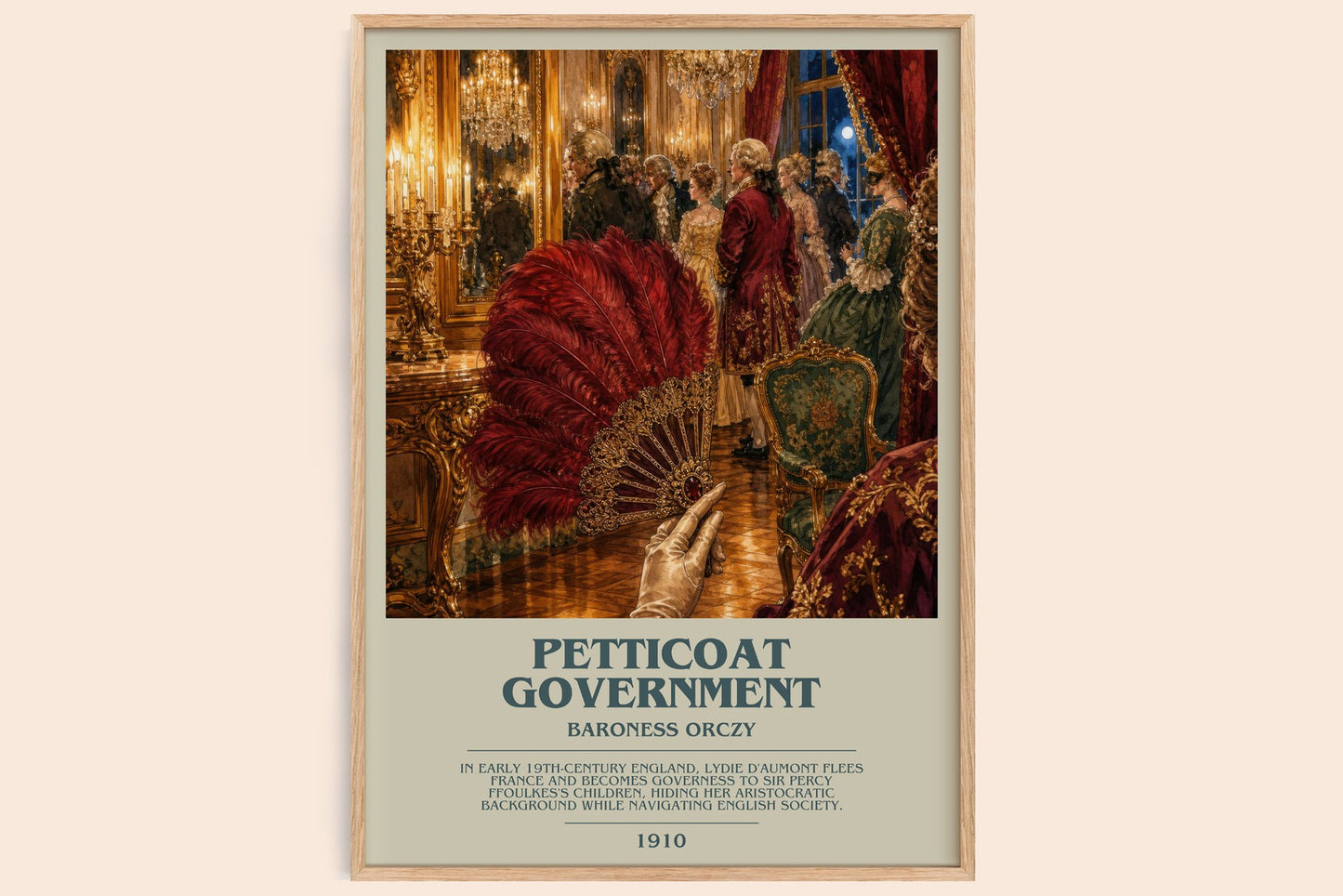 Petticoat Government bookish book poster by Baroness Orczy – framed literary art print