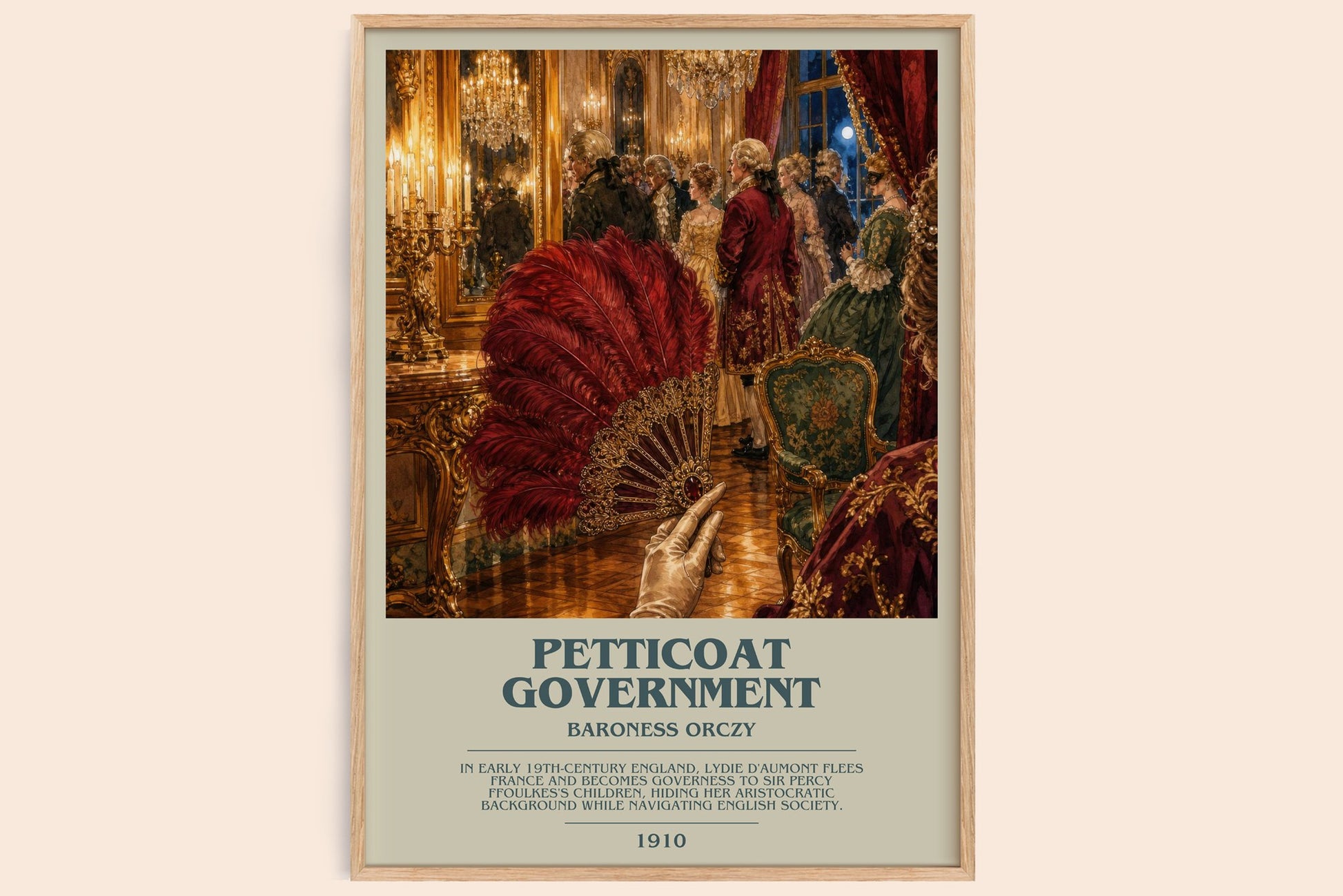 Petticoat Government bookish book poster by Baroness Orczy – framed literary art print