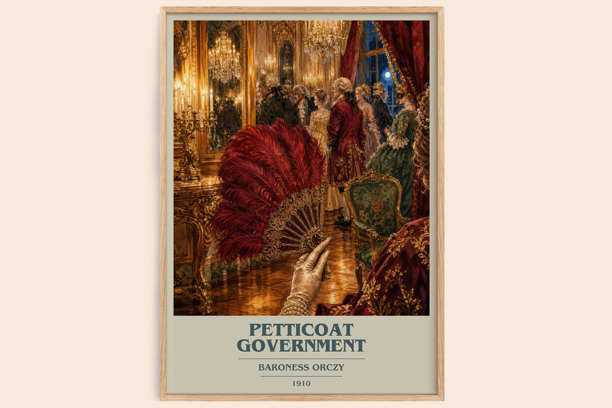 Petticoat Government book cover book poster by Baroness Orczy – framed literary art print