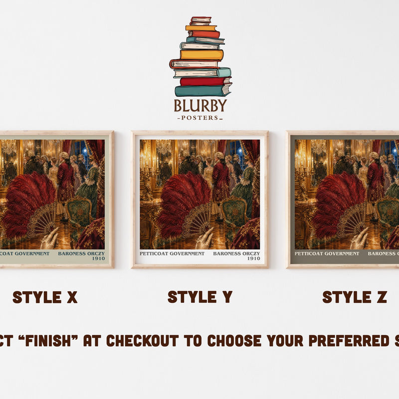 Petticoat Government literary print in frame leaning in hallway – historical fiction wall art