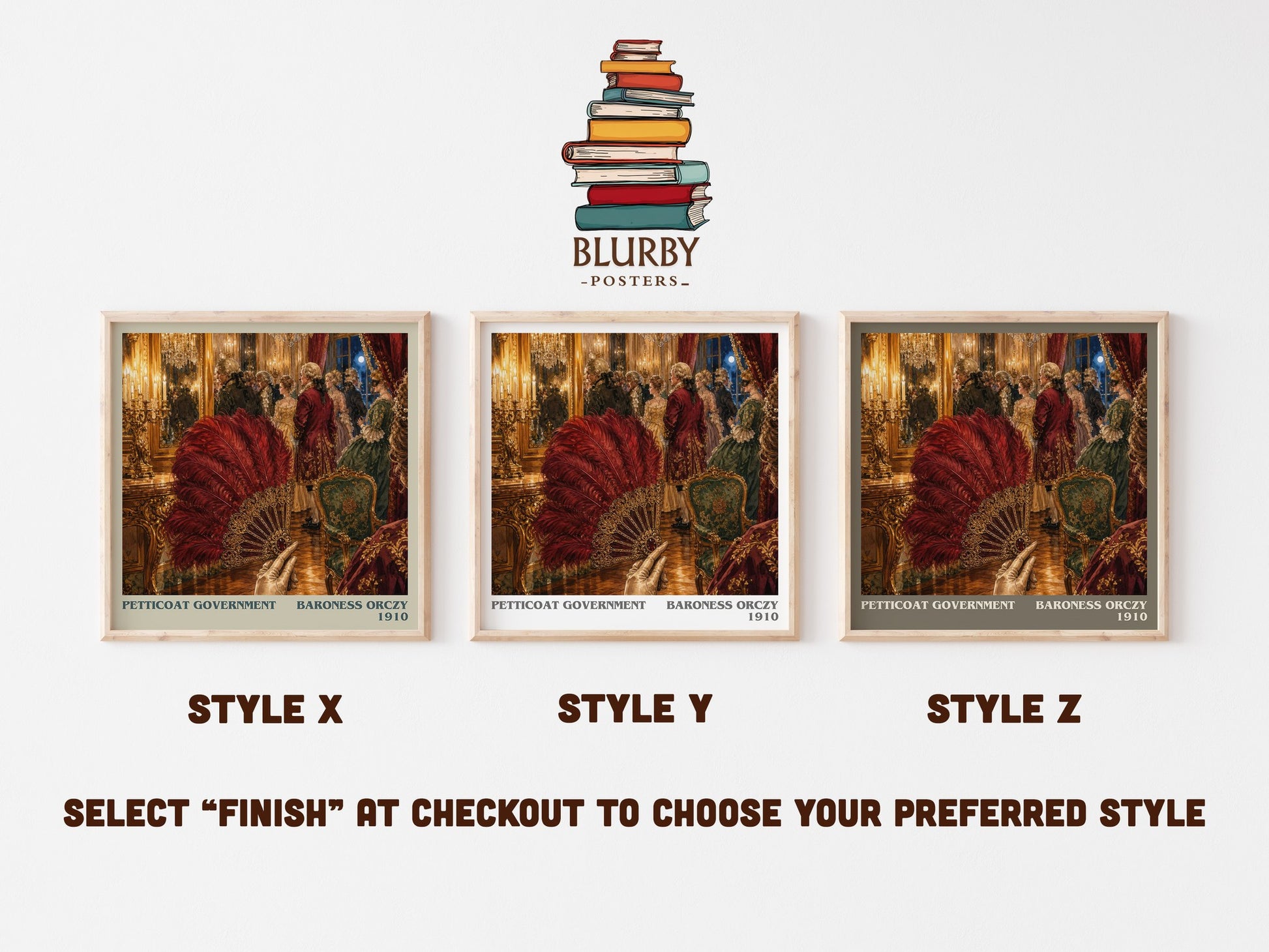 Petticoat Government literary print in frame leaning in hallway – historical fiction wall art