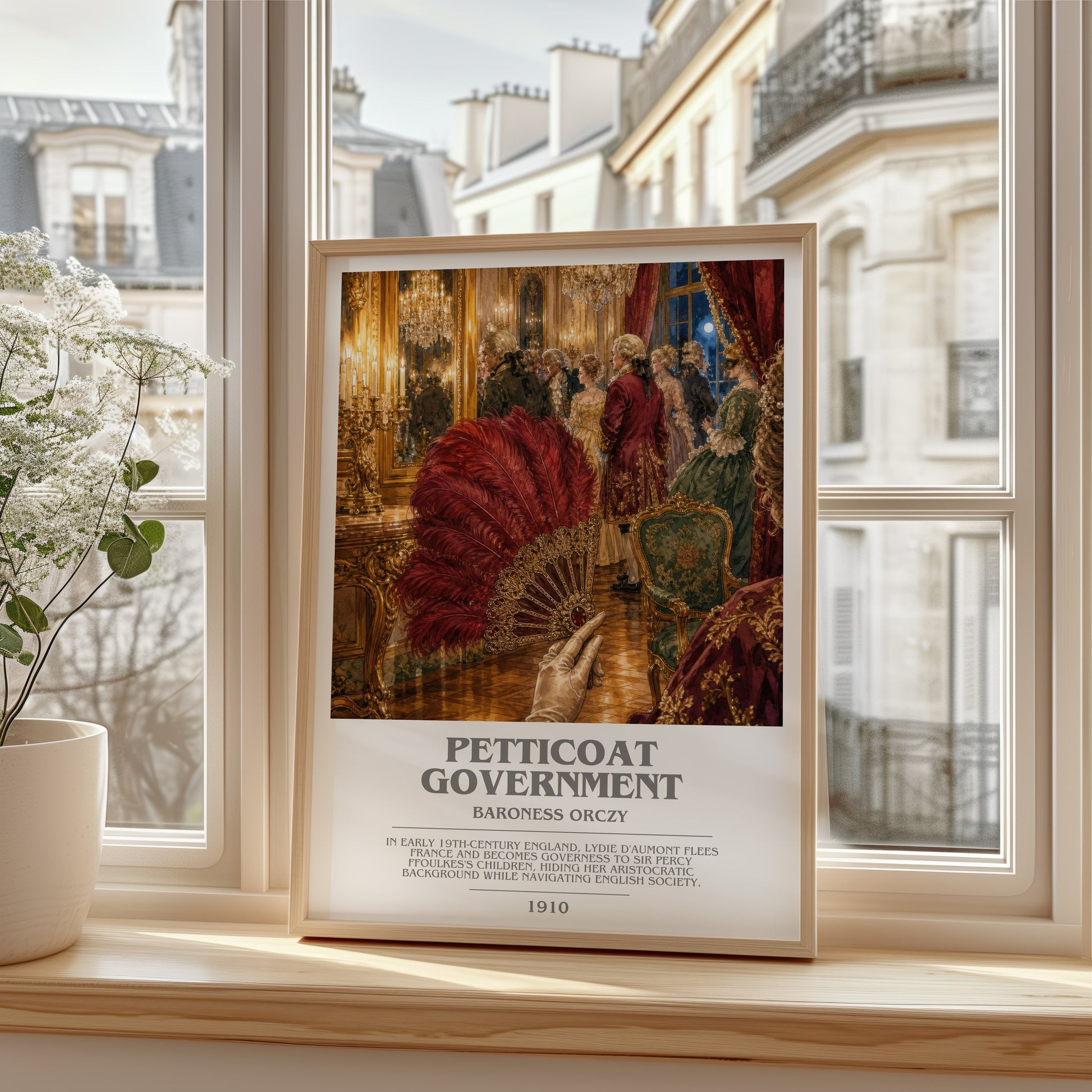 Petticoat Government bookish poster colour and style options – Baroness Orczy book art