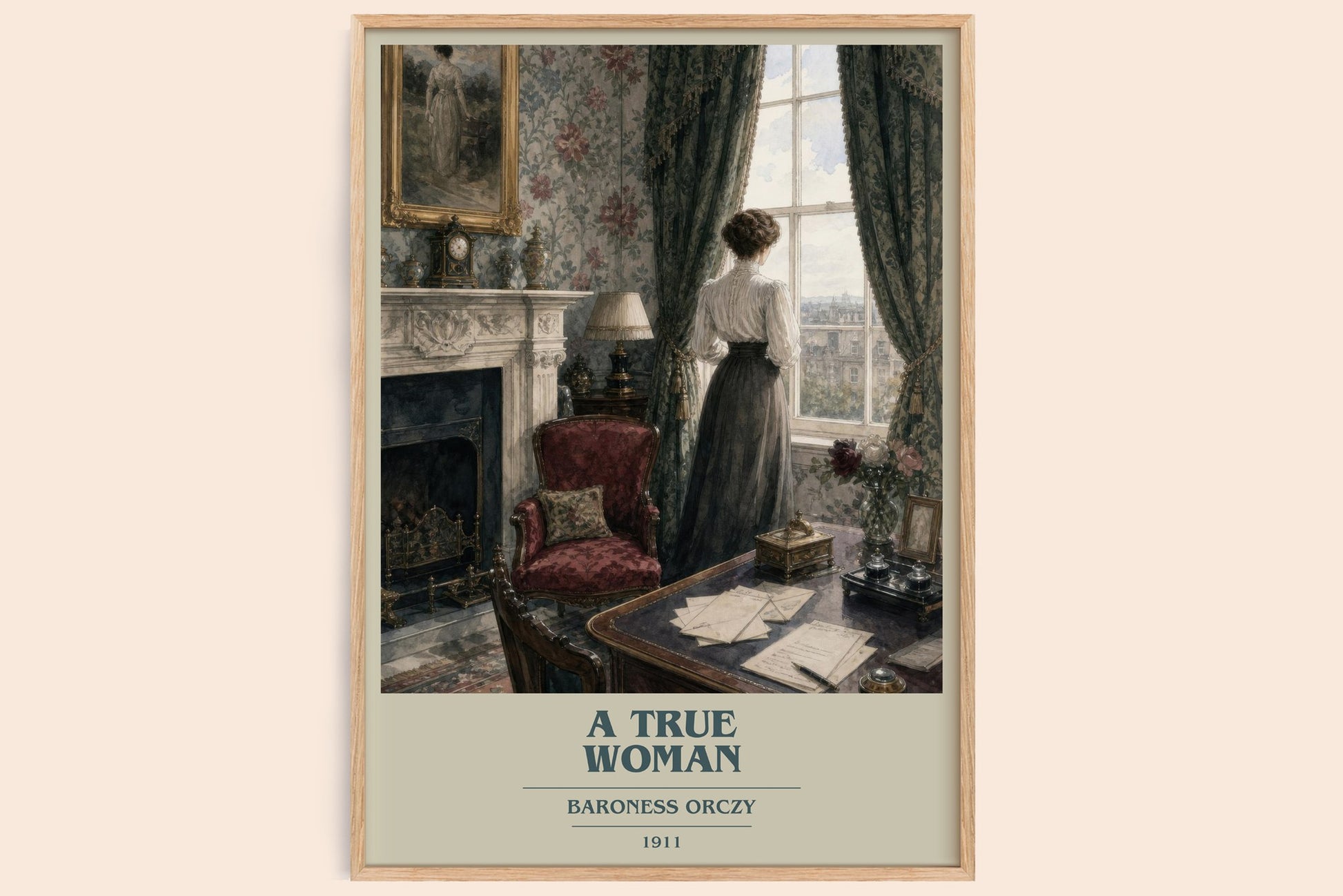 A True Woman book cover book poster by Baroness Orczy – framed literary art print