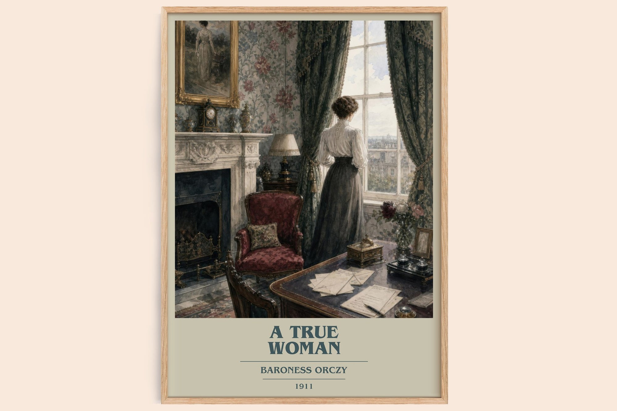 A True Woman book cover book poster by Baroness Orczy – framed literary art print