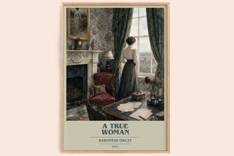 A True Woman book cover book poster by Baroness Orczy – framed literary art print