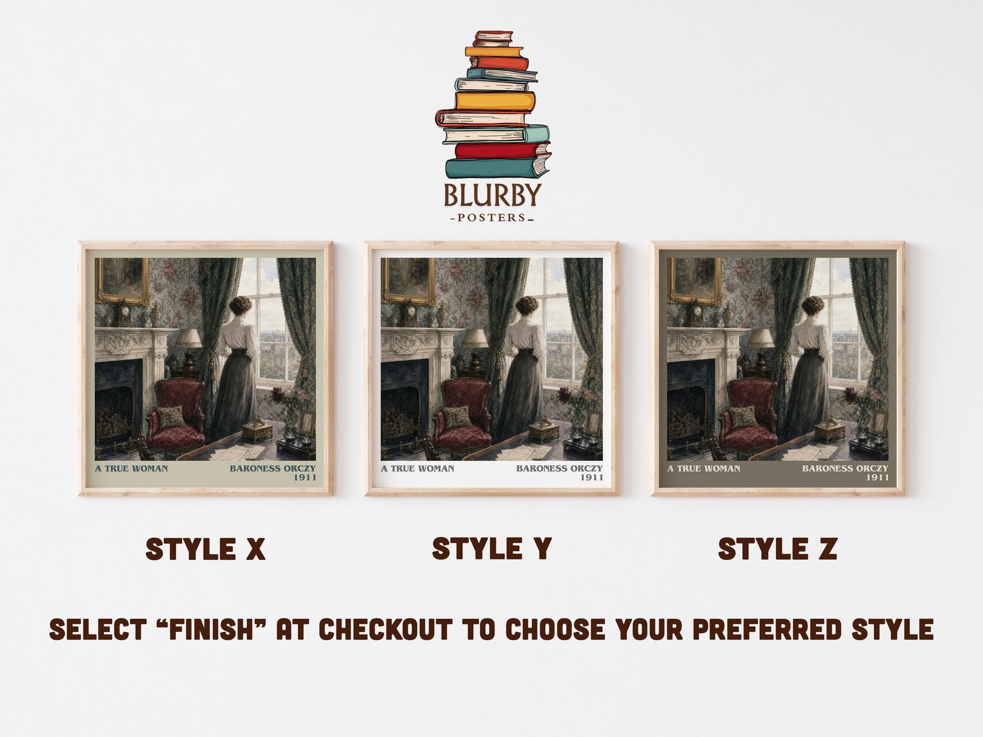 A True Woman literary print in frame leaning in hallway – historical fiction wall art