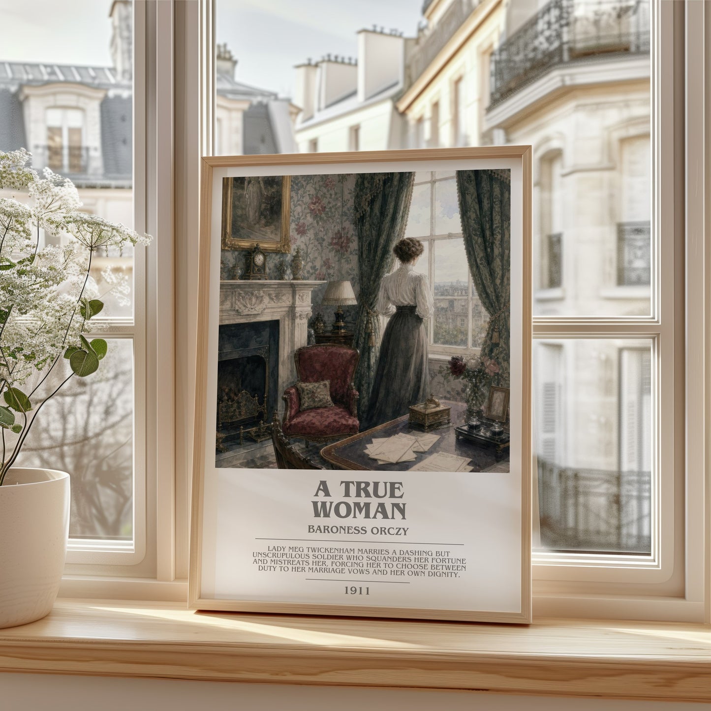 A True Woman bookish poster colour and style options – Baroness Orczy book art