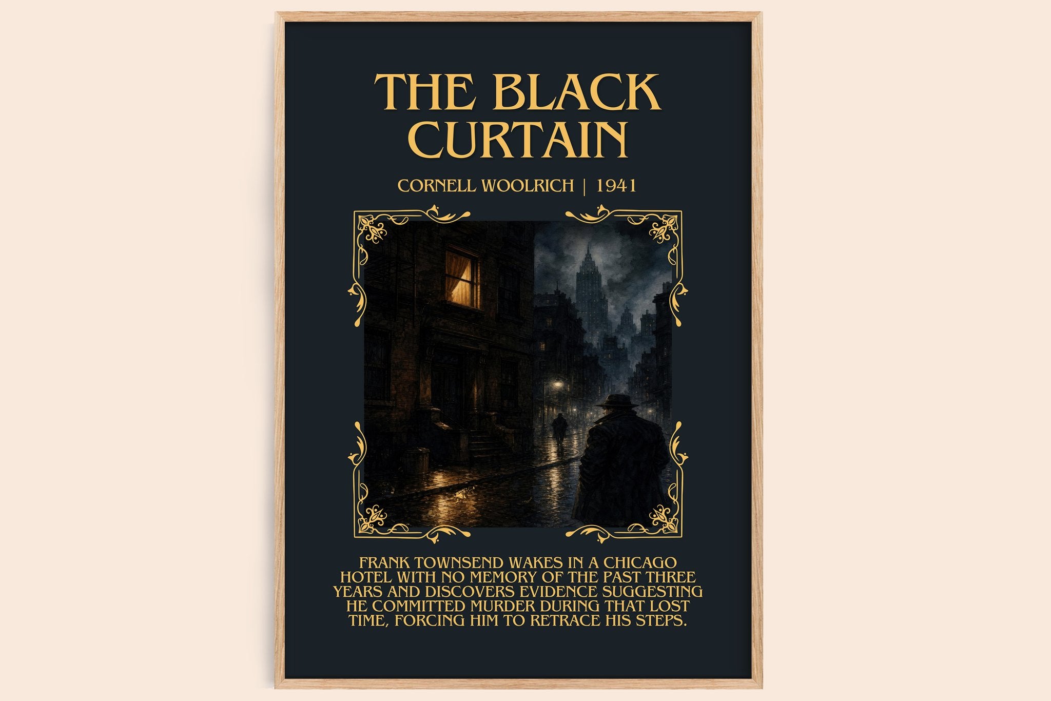 The Black Curtain Minimalist Book Poster by Cornell Woolrich