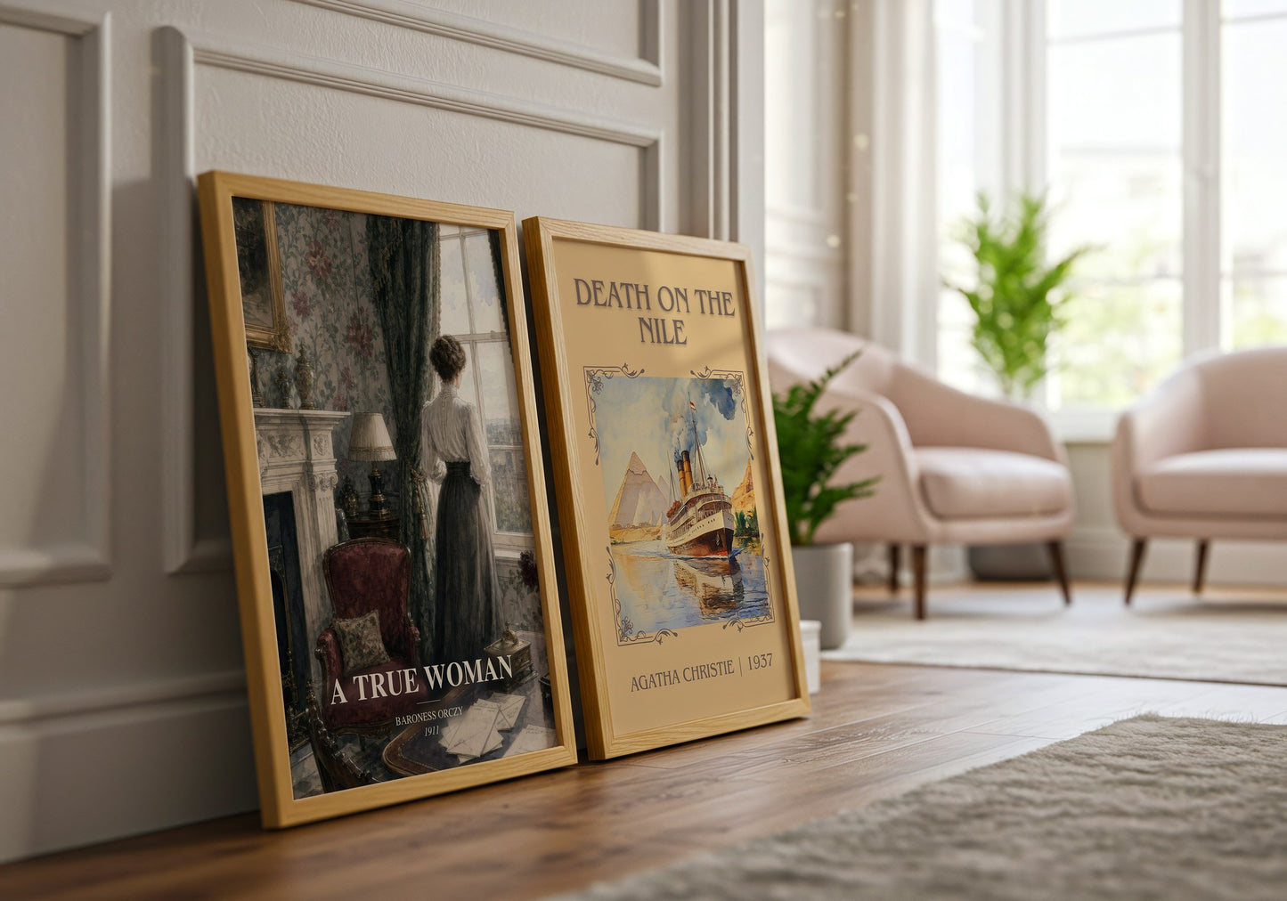 A True Woman watercolour print framed by window – literary home decor