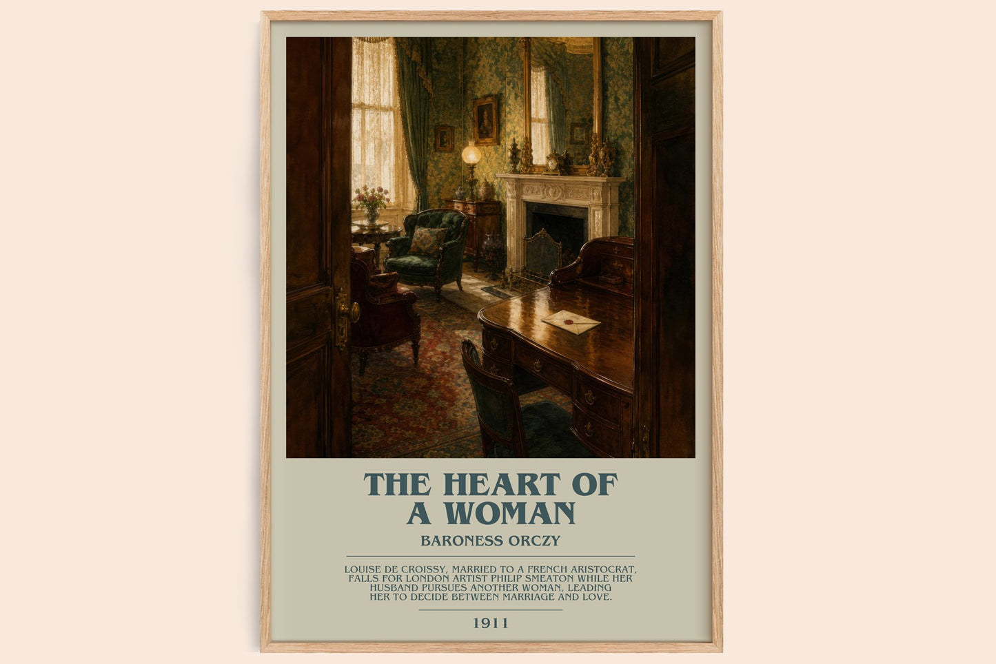 The Heart Of A Woman bookish book poster by Baroness Orczy – framed literary art print