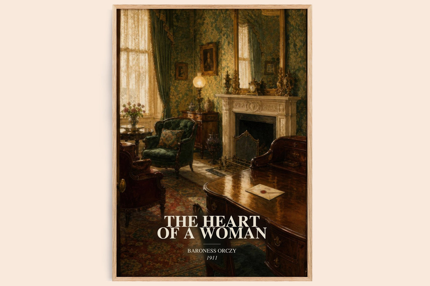 The Heart Of A Woman watercolour book poster by Baroness Orczy – framed literary art print