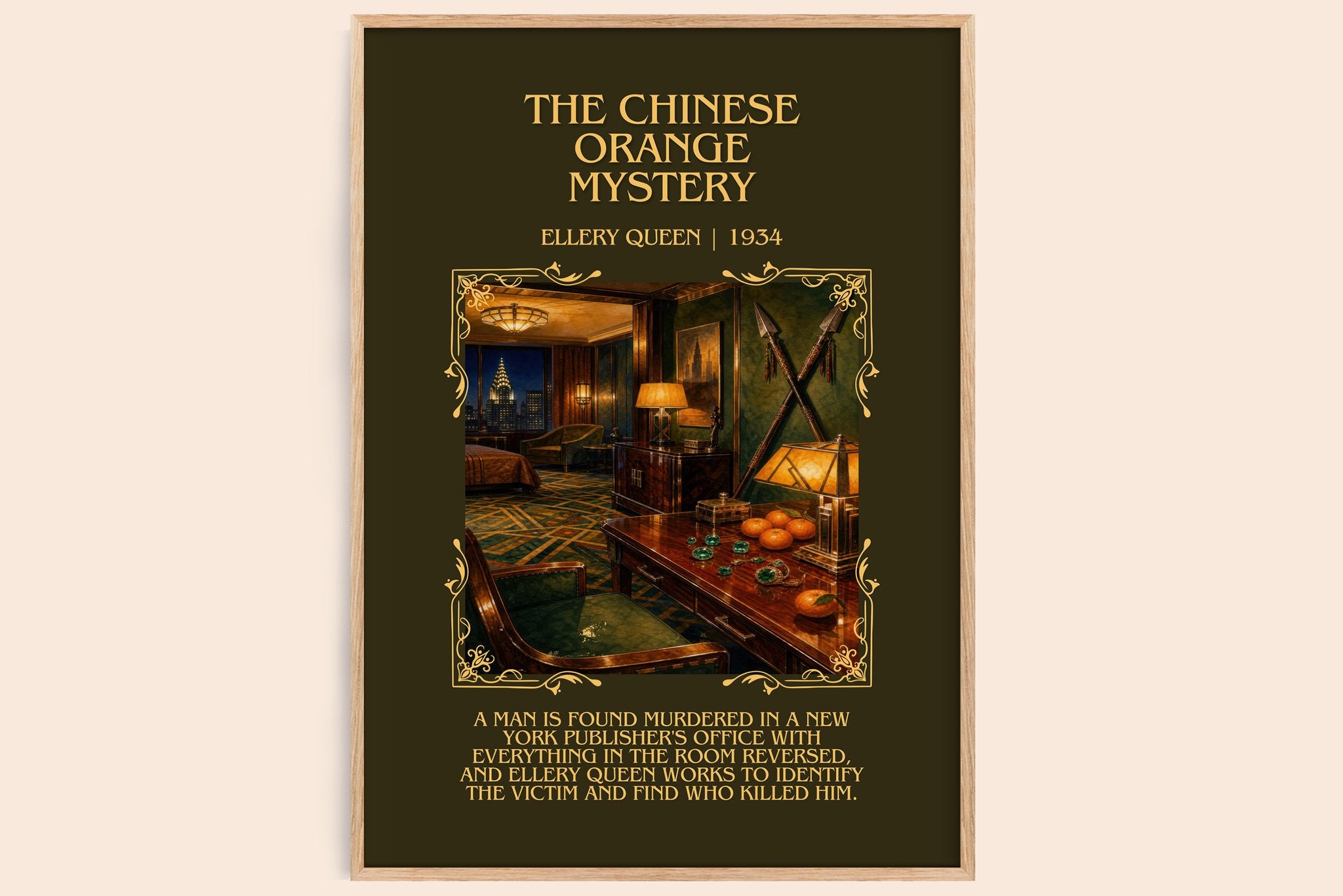 The Chinese Orange Mystery Minimalist Book Poster by Ellery Queen