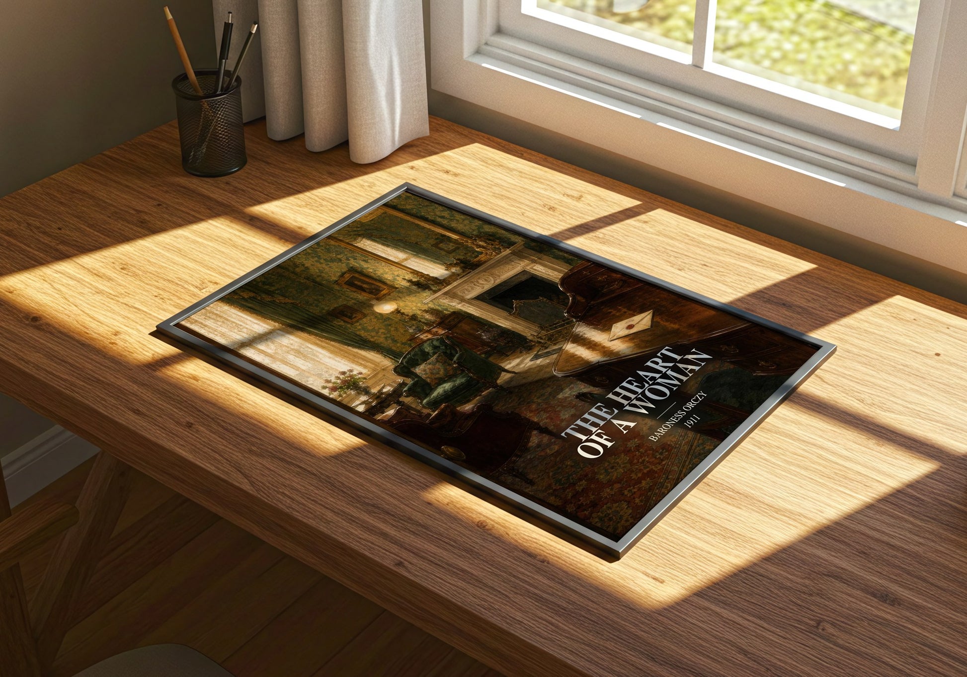 The Heart Of A Woman watercolour book poster framed on wall – romance wall art