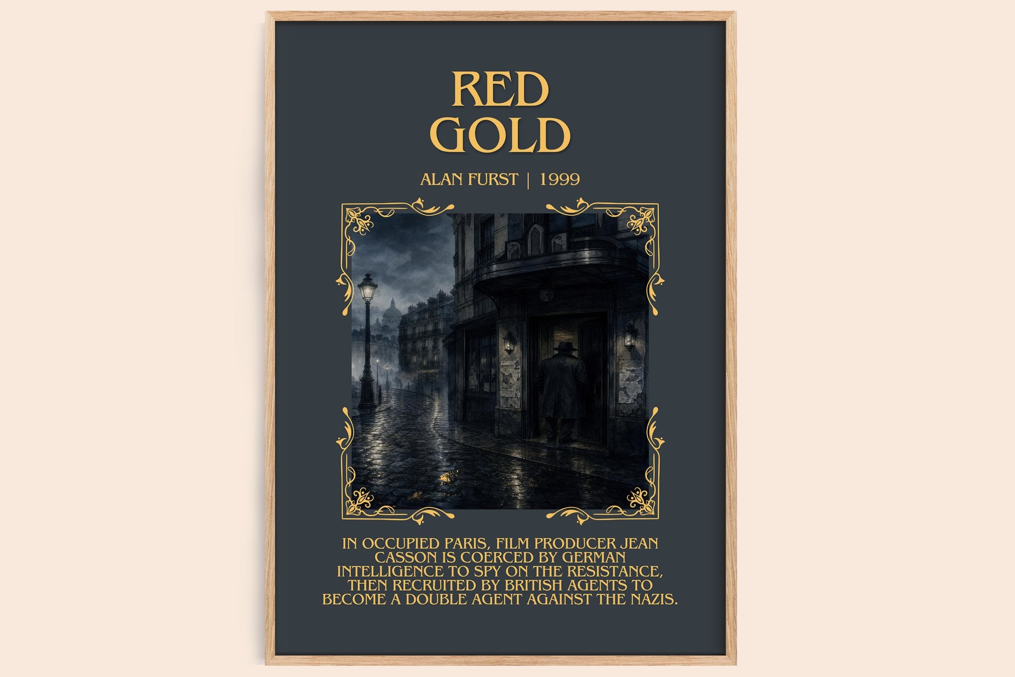 Red Gold Minimalist Book Poster by Alan Furst