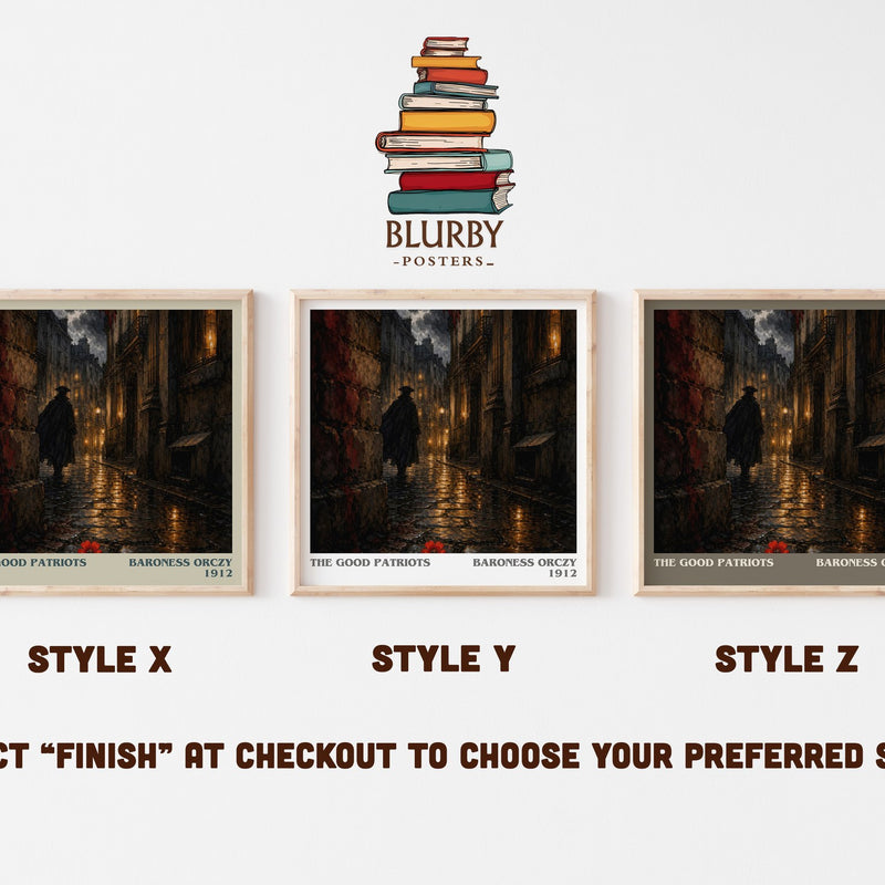 The Good Patriots literary print in frame leaning in hallway – historical fiction wall art
