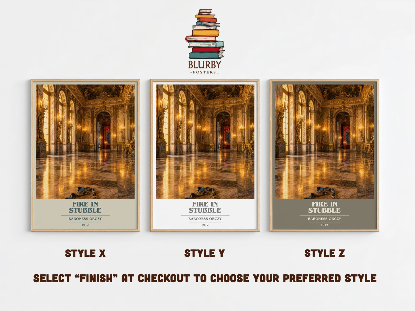 Fire In Stubble book cover print in frame leaning in hallway – historical fiction wall art