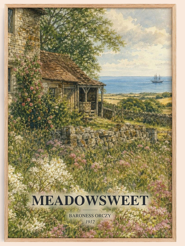 Meadowsweet watercolour book poster by Baroness Orczy – framed literary art print