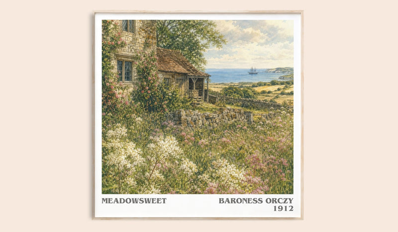 Meadowsweet literary book poster by Baroness Orczy – framed literary art print