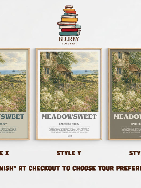 Meadowsweet bookish print in frame leaning in hallway – romance wall art