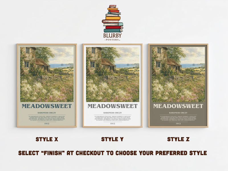 Meadowsweet bookish print in frame leaning in hallway – romance wall art