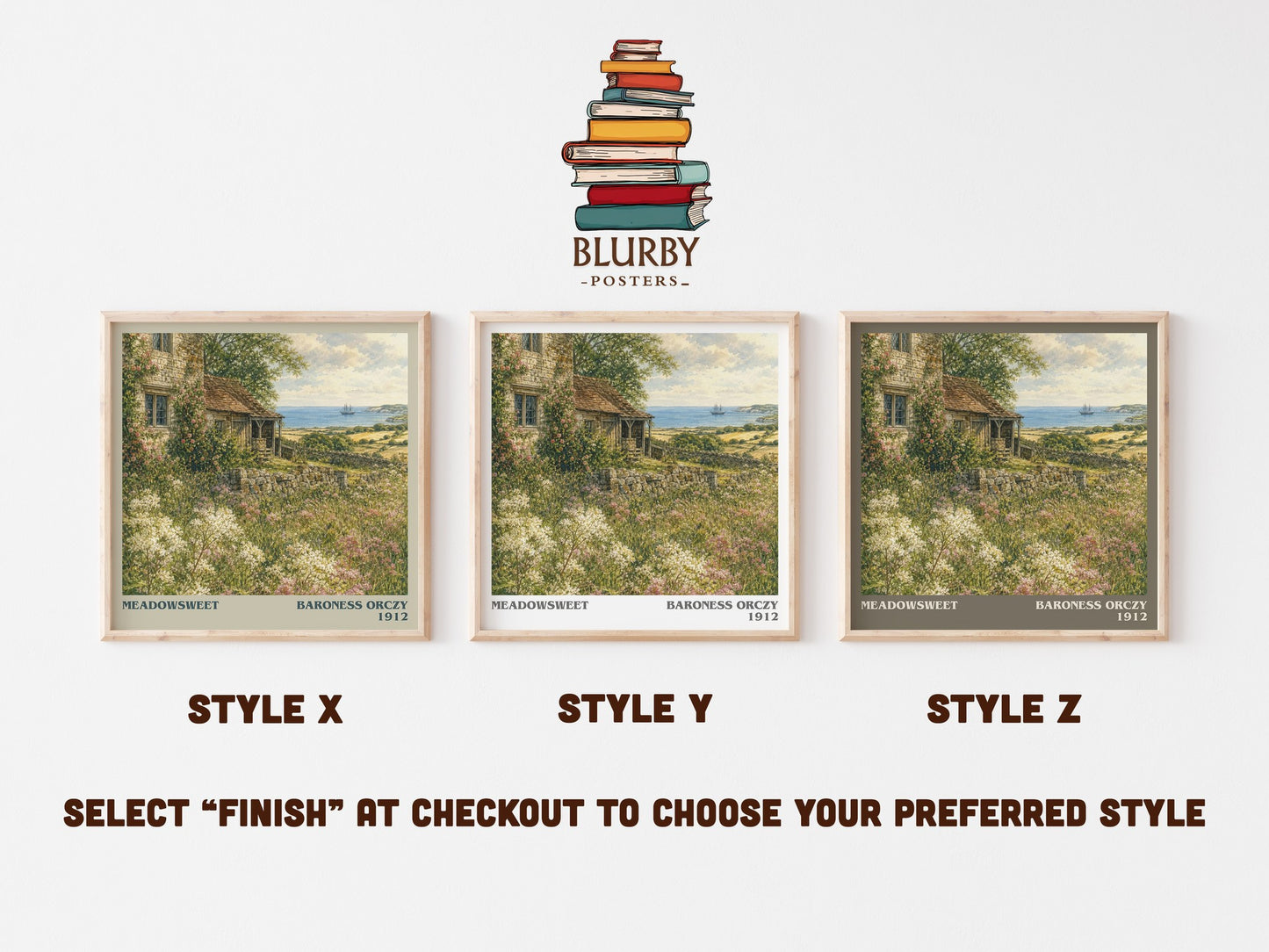 Meadowsweet literary print in frame leaning in hallway – romance wall art