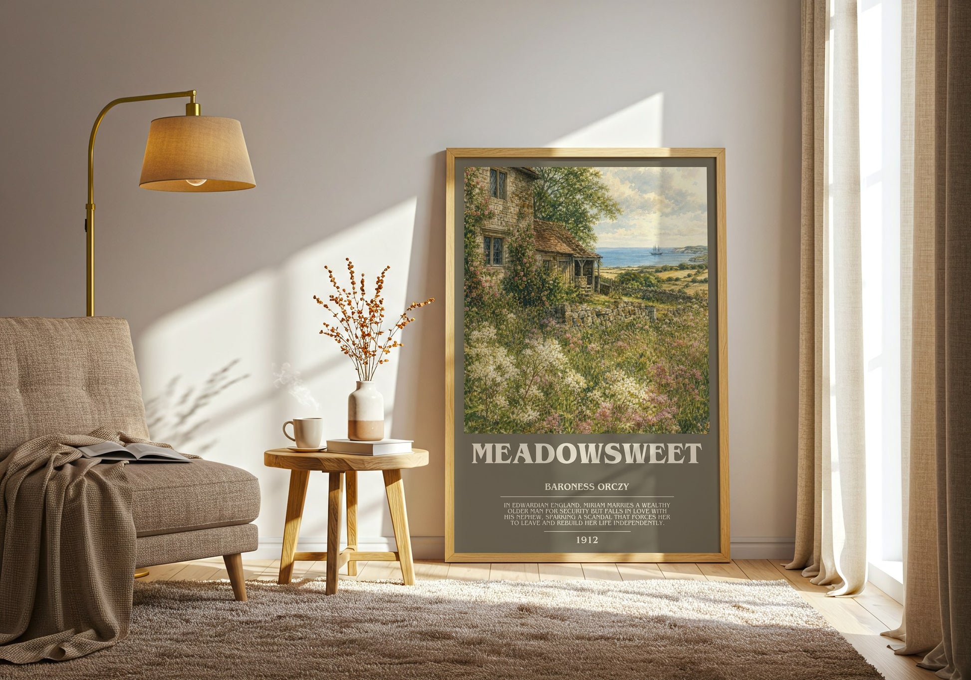 Meadowsweet bookish print on bookshelf – Baroness Orczy fan gift
