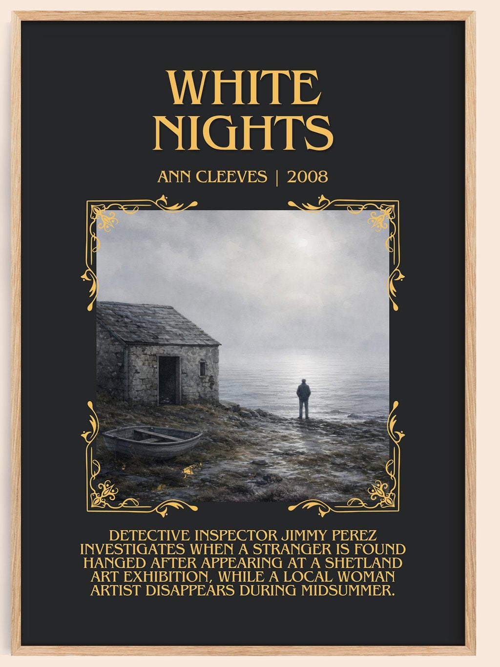 White Nights Minimalist Book Poster by Ann Cleeves – book poster