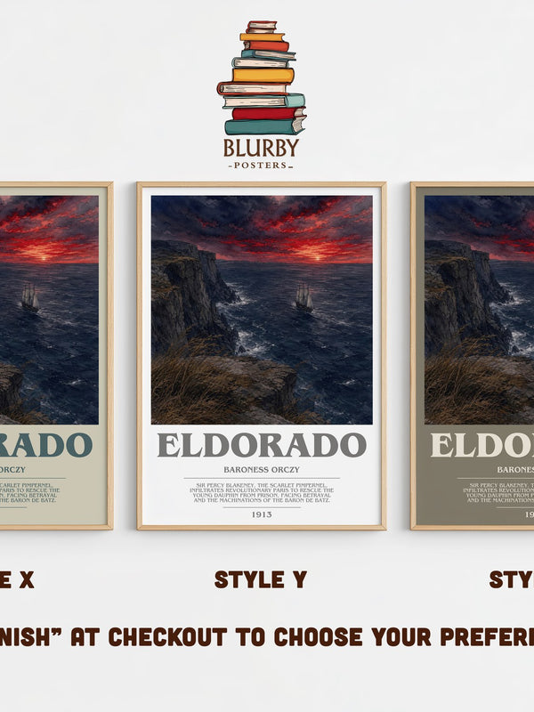 Eldorado bookish print in frame leaning in hallway – historical fiction wall art