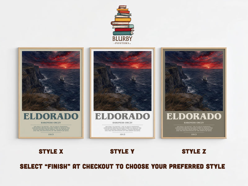 Eldorado bookish print in frame leaning in hallway – historical fiction wall art