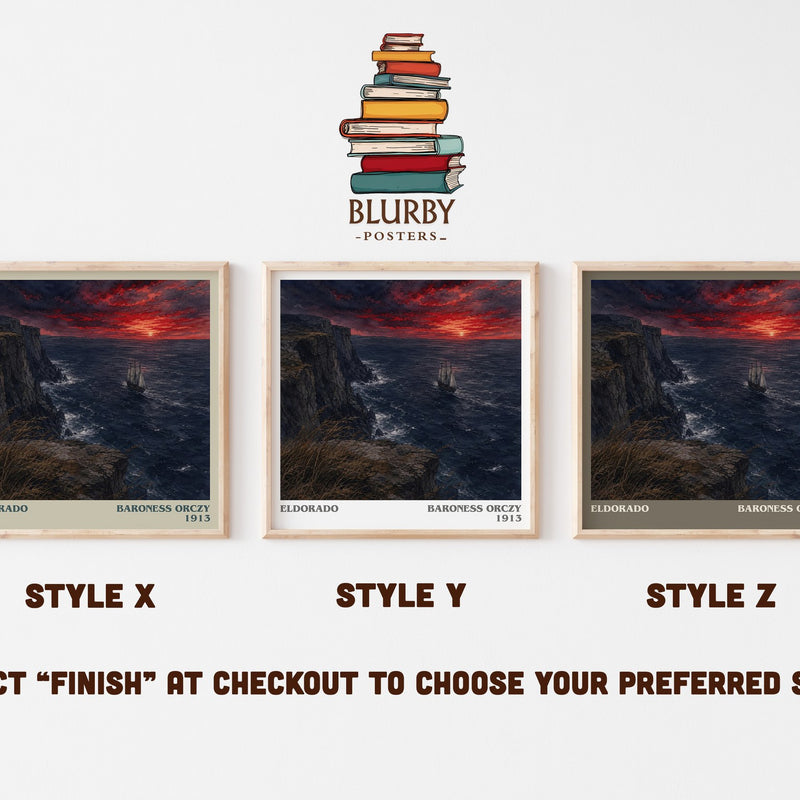 Eldorado literary print in frame leaning in hallway – historical fiction wall art
