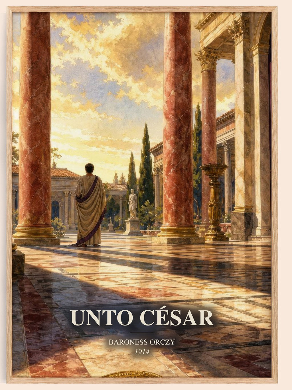Unto César watercolour book poster by Baroness Orczy – framed literary art print