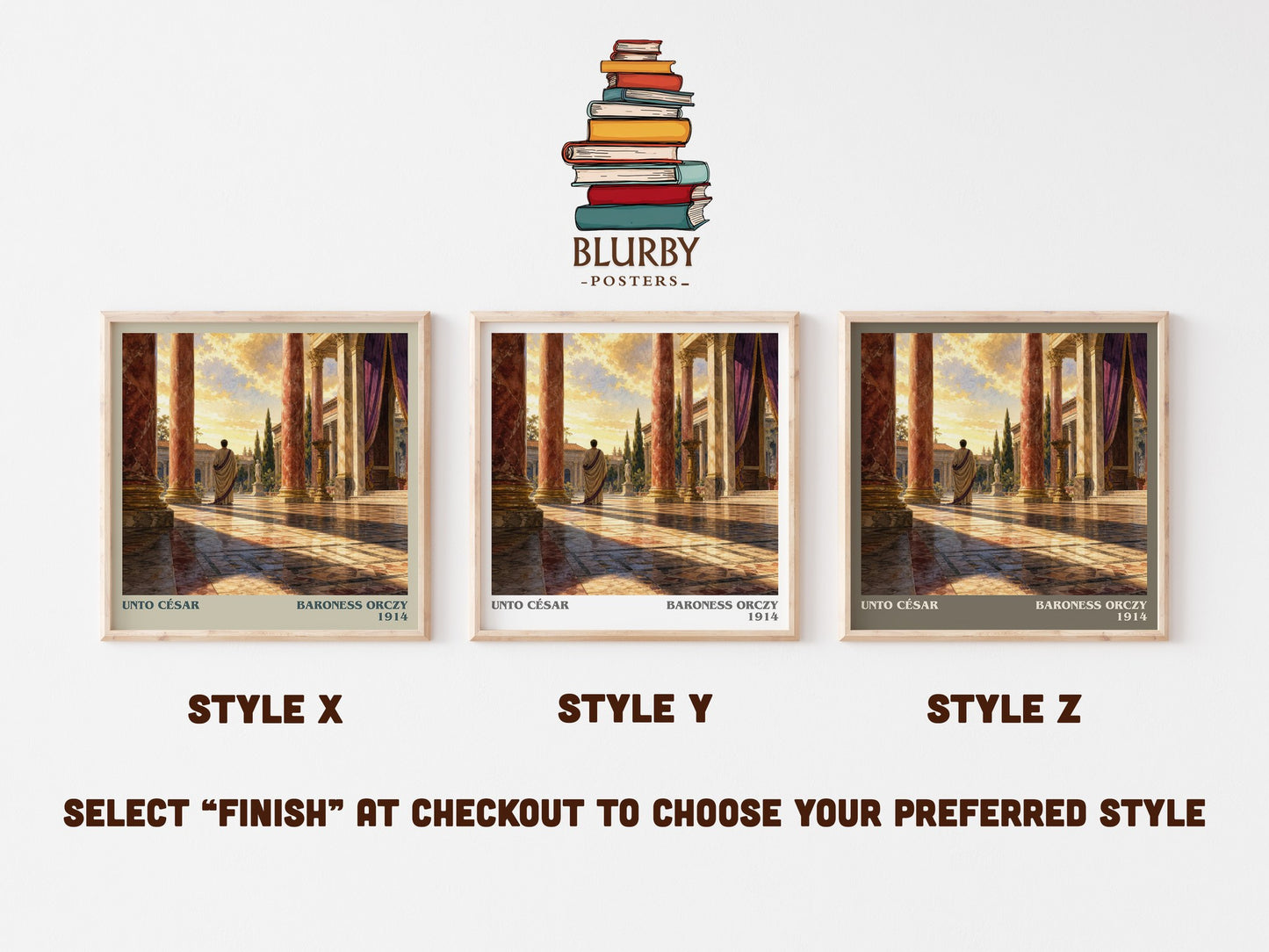 Unto César literary print in frame leaning in hallway – historical fiction wall art