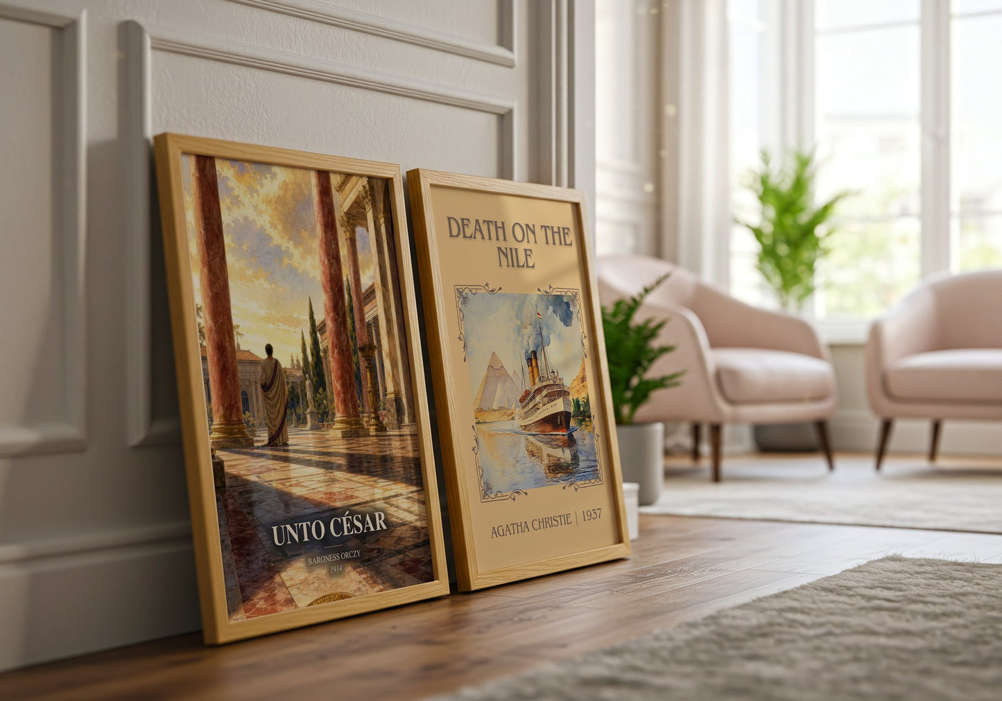 Unto César watercolour print framed by window – literary home decor
