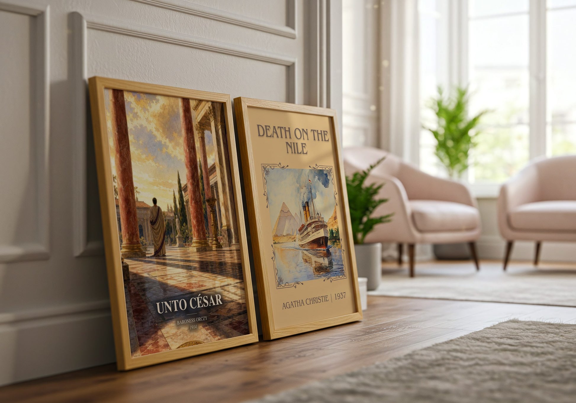 Unto César watercolour print framed by window – literary home decor