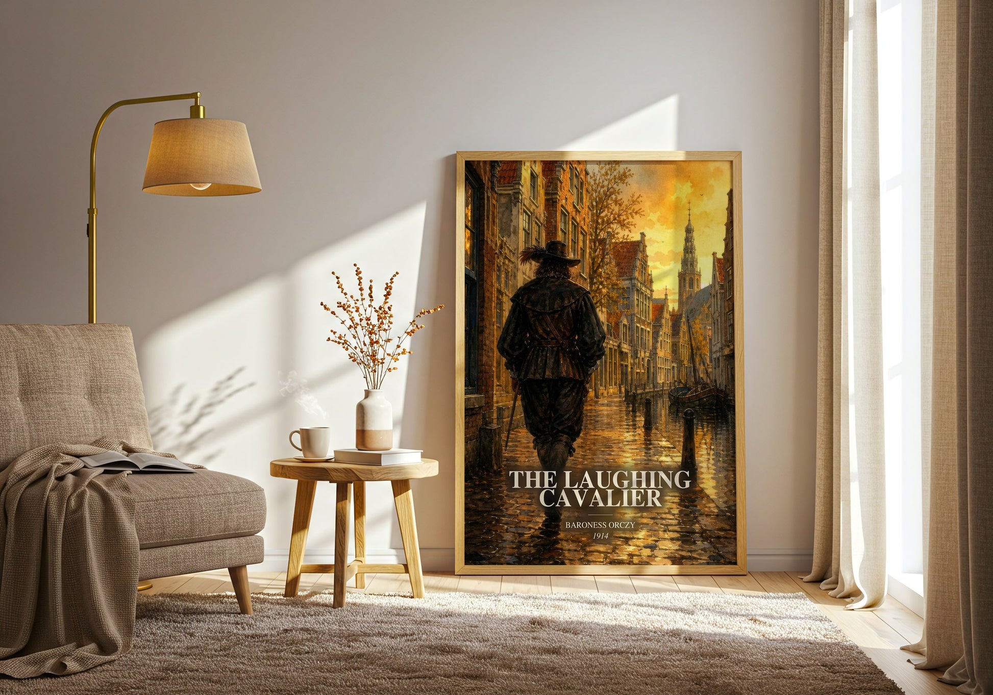 The Laughing Cavalier watercolour print in frame leaning in hallway – historical fiction wall art