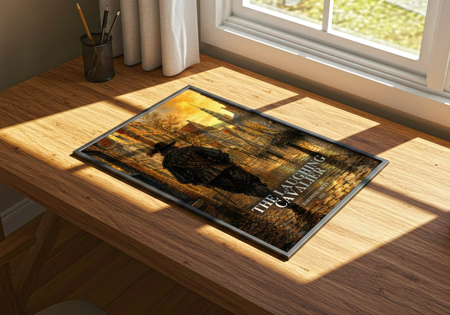 The Laughing Cavalier watercolour book poster framed on wall – historical fiction wall art