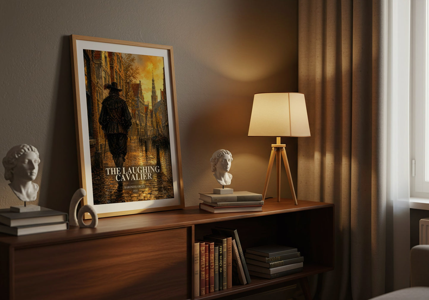 The Laughing Cavalier watercolour print on bookshelf – Baroness Orczy fan gift