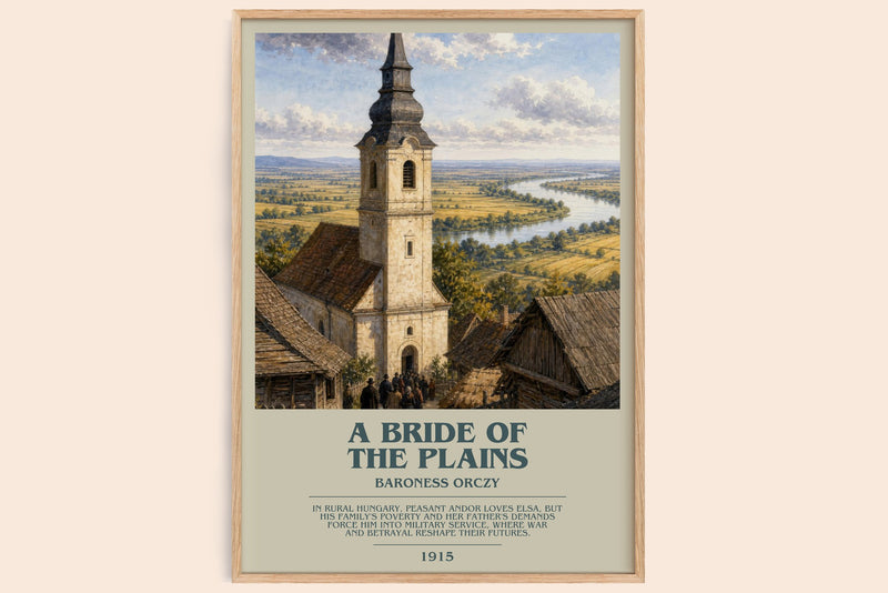 A Bride Of The Plains bookish book poster by Baroness Orczy – framed literary art print